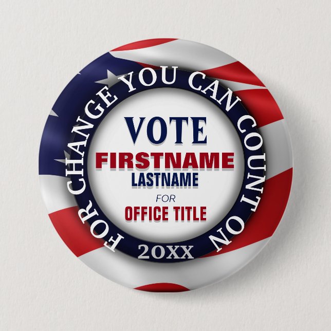 Custom Political Button USA Flag (Front)