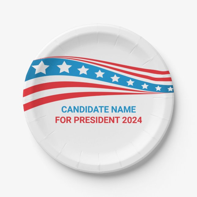 Custom Political Campaign American Flag Election Paper Plate (Front)