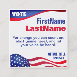 Custom Political Campaign Template Business Card