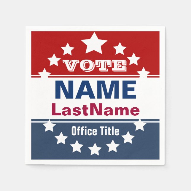 Custom Political Election Campaign Template Napkin (Front)