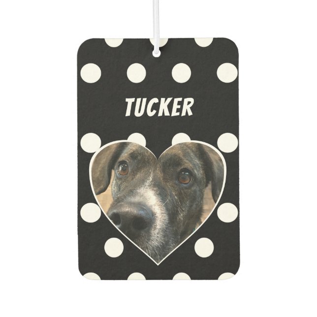 Custom Polka Dot Dog Photo with Name Car Air Freshener (Front)