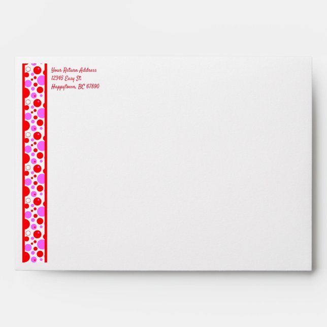 Custom Polka Dot Pattern in Pink and Red Envelope (Front)