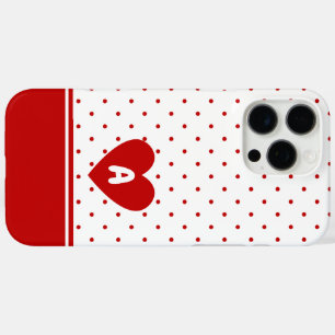 Custom Polka Dot Red White Background Monogram iPhone 16 Pro Max Case