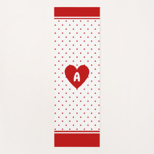 Custom Polka Dot Red White Background Monogram Yoga Mat