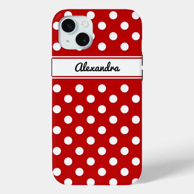 Custom Polka Dot White Red Background Case-Mate iPhone Case (Back)