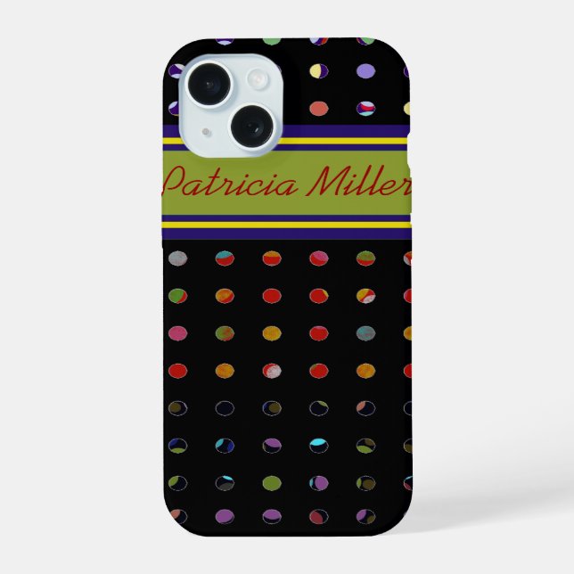 Custom Polka Dots Pattern iPhone 15 Case (Back)
