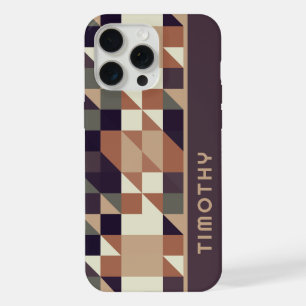 Custom Polygon Triangles Squares Art Pattern iPhone 15 Pro Max Case