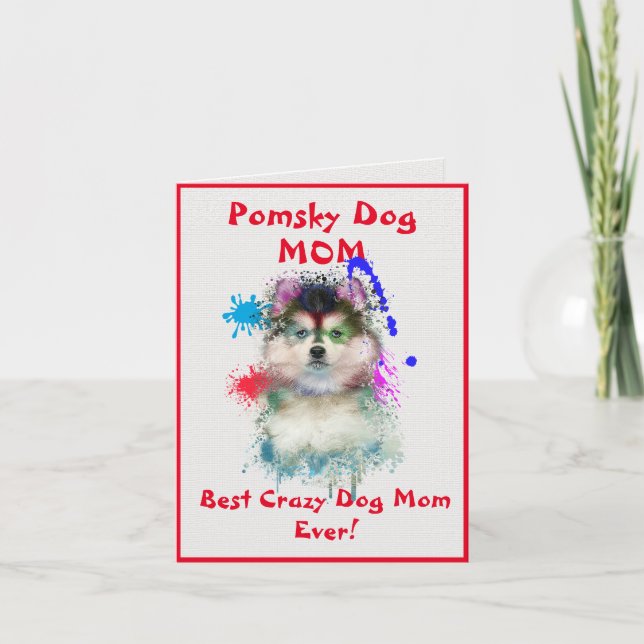 Custom Pomsky Mum Dog Best Crazy Dog Lady Digital Card (Front)