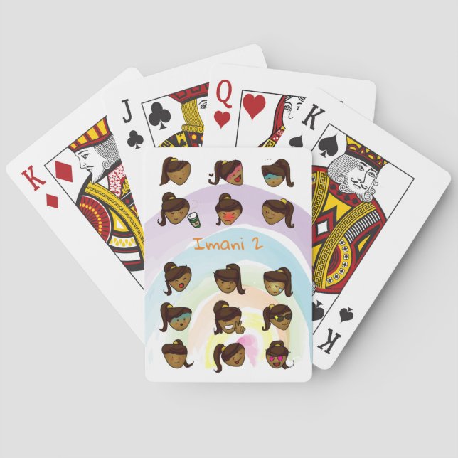 Custom Ponytail Girl Series: Imani 2 Playing Cards (Back)