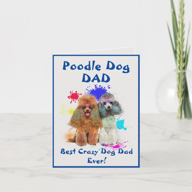 Custom Poodle Dad Dog Best Crazy Dog Dad Digital Card (Front)