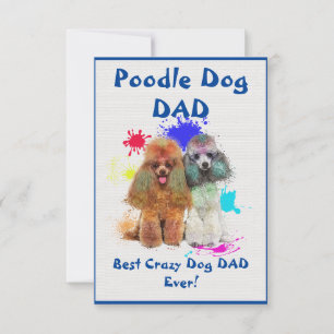 Custom Poodle dad Dog Best Crazy Dog Dad Thank You Card
