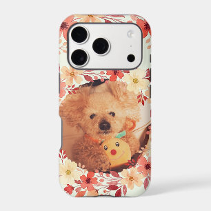 Custom Poodle Photo & Red Floral Wreath Case