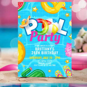 Custom Pool Party Birthday Summer Birthday Party Invitation