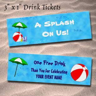 Custom Pool Party Event Drink Ticket