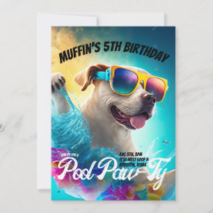 Custom Pool Paw-Ty Dog Party  Invitation