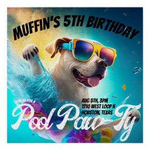 Custom Pool Paw-Ty Dog Party Signs & Banners