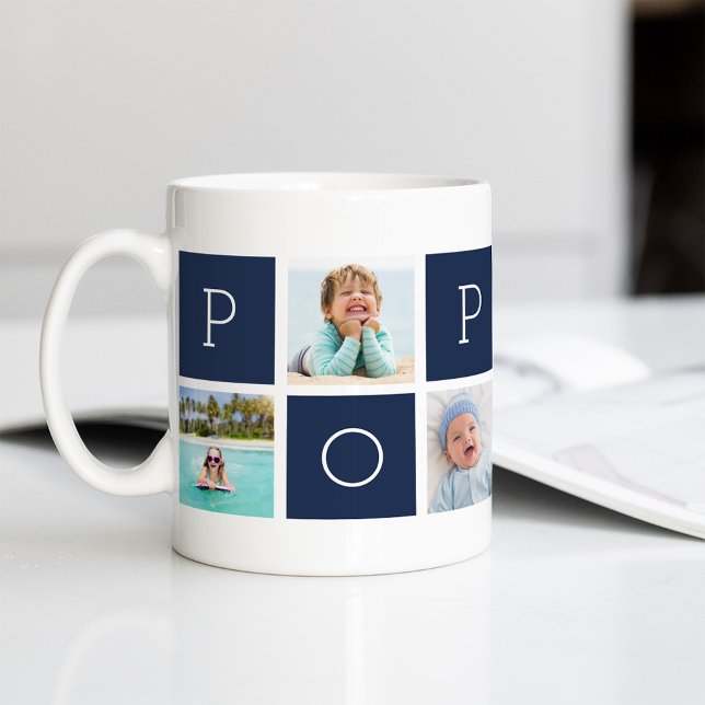 Custom Poppop Grandfather Photo Collage Coffee Mug (Creator Uploaded)