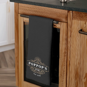Custom Poppop's Pub Year Established Tea Towel