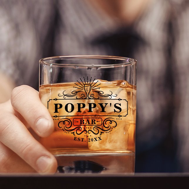 Custom Poppy's Bar Year Established Glass (Custom bar glass for Poppy)