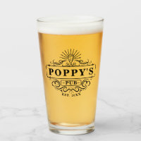 Custom Poppy's Pub Year Established Glass