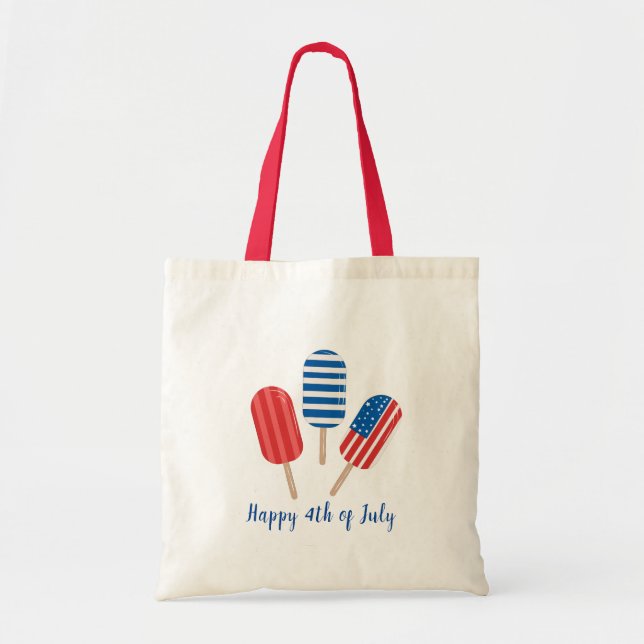 Custom Popsicle Red White Blue Modern Minimalist  Tote Bag (Front)