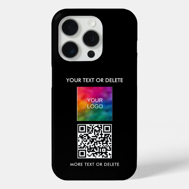 Custom Popular Elegant QR Code Upload Logo Black Case-Mate iPhone Case (Back)