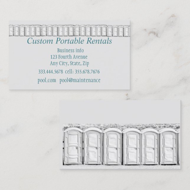 Custom Portable Toilet Rentals Business Card (Front/Back)