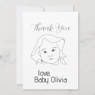 Custom Portrait Baby's Face THANK YOU Card