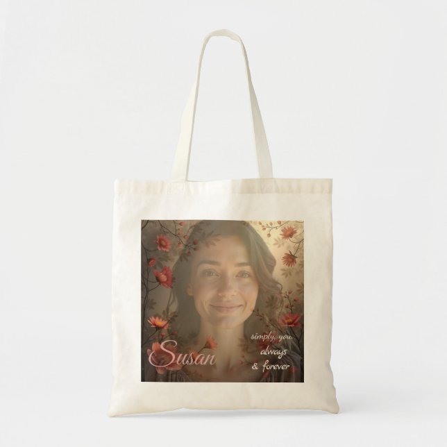 Custom Portrait for Her – Personalized Photo Gift Tote Bag (Front)
