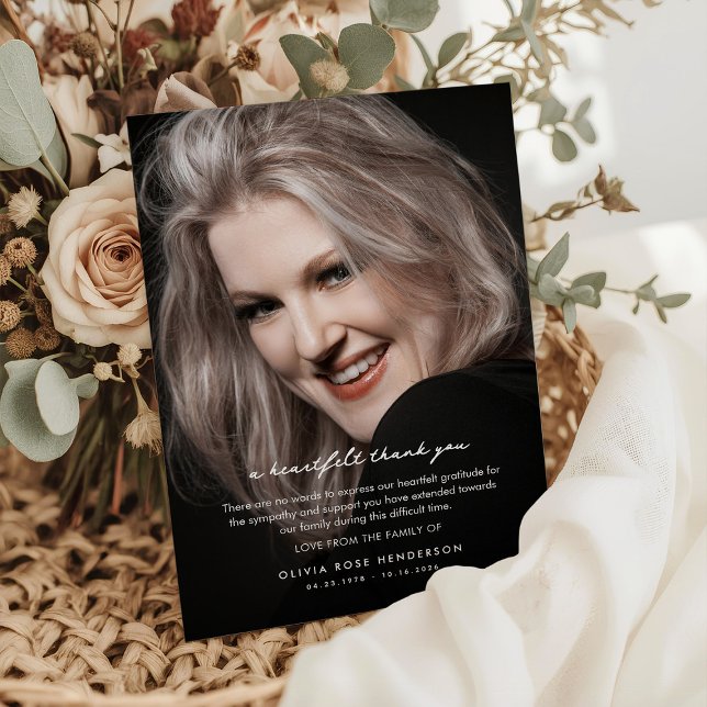 Custom Portrait Photo & Message Sympathy  Thank You Card (Creator Uploaded)