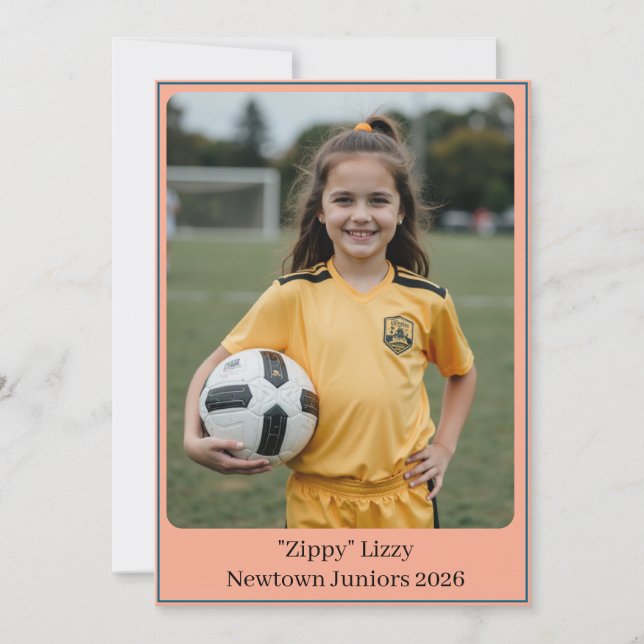Custom Portrait Photo Soccer Birthday v2 Invite (Front)