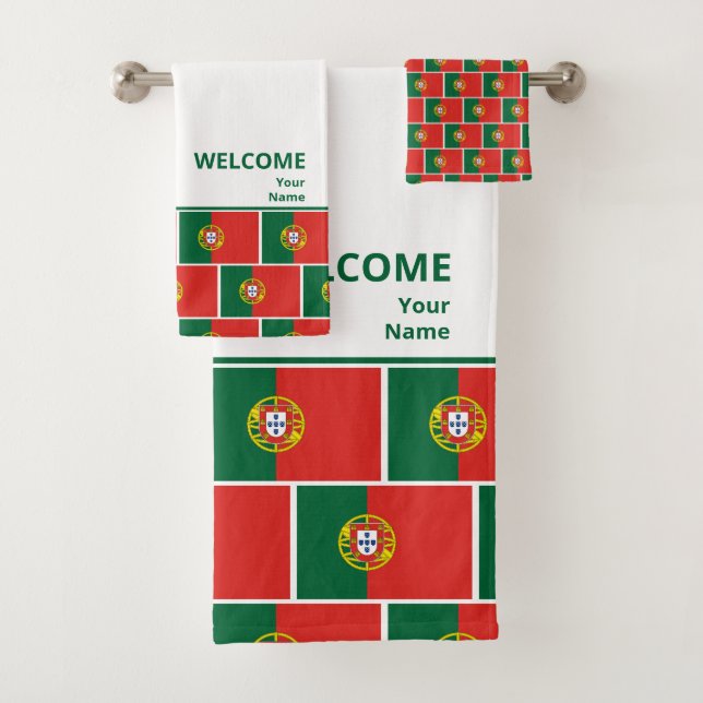 Custom PORTUGAL Flag  Bath Towel Set (Insitu)