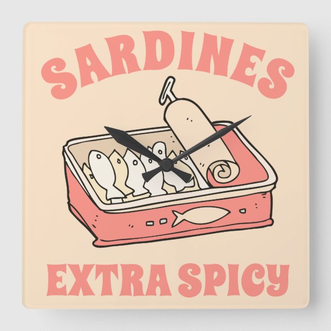 Custom Portugal Lover Sardines Light Pink Text Square Wall Clock (Front)