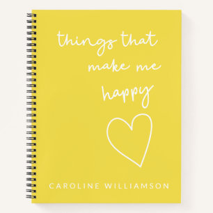 Custom Positive Affirmation Yellow Gratitude Notebook
