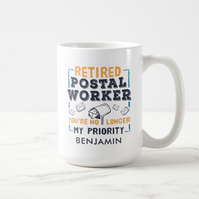 Custom Postal Worker Retirement Retired Mailman Coffee Mug (Right)