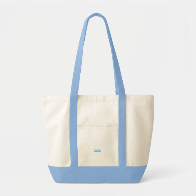 Custom Powder Blue Monogrammed Tote Bag (Front)