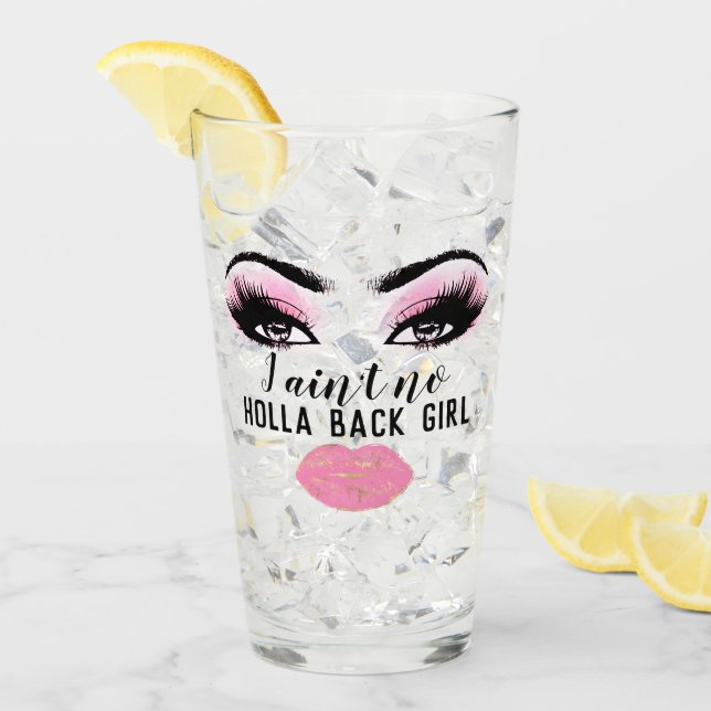 Custom Power Girl Pink Kiss  Eyelashes Makeup Glass (Front Ice)