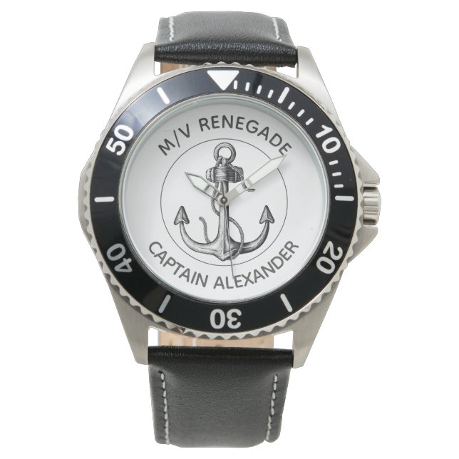 Custom Power Speed Boat Nautical Anchor Watch (Front)