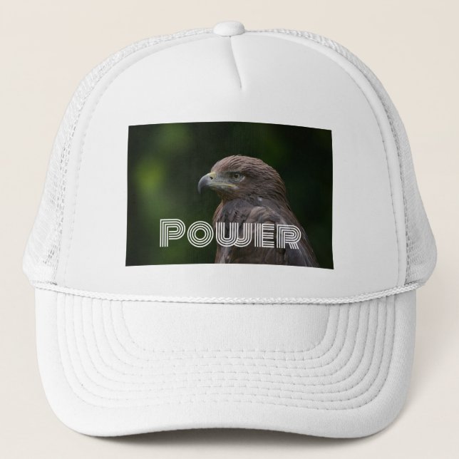 Custom Power Text Monoton font White colour Sports Trucker Hat (Front)