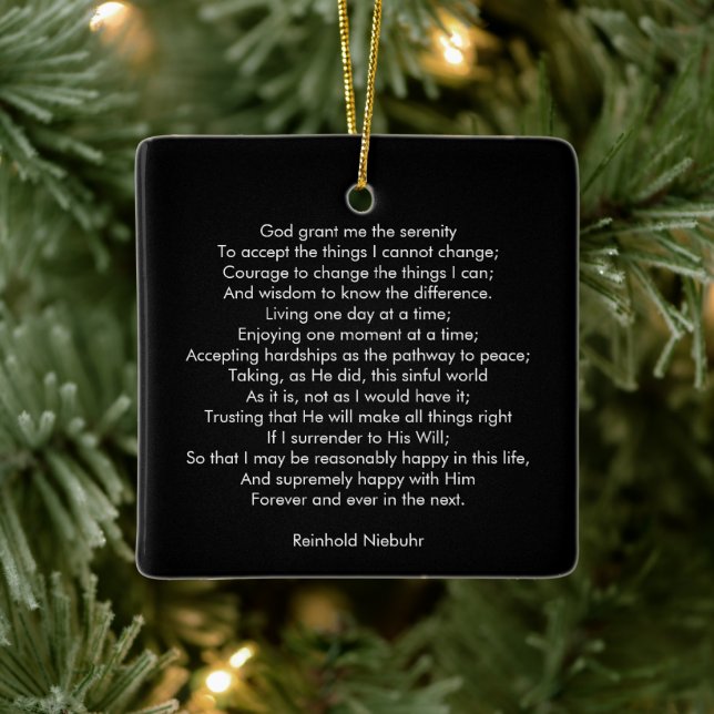 Custom prayer song quote text black two sided  ceramic ornament (Tree)