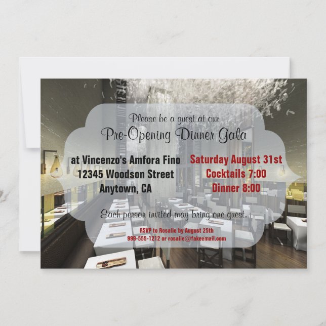 Custom Pre/Grand Opening Restaurant Invites (Front)