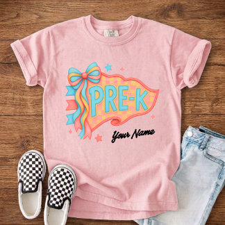 Custom Pre-K Kids Name Pennant Flag Baby T-Shirt