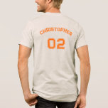 Custom Premium Soft Player Name Jersey Number Mens<br><div class="desc">Create your own custom, personalised, premium, unisex, modern, stylish orange typography / font / script, monogrammed player name jersey number, soft triblend, modern fit, crew neck, short sleeves mens team / club / league / personal tee t-shirt tshirt. Simply type in your name / player name and player jersey number,...</div>