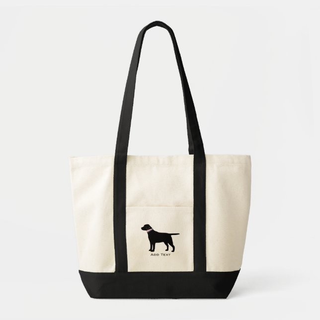 Custom Preppy Black Dog Lab Silhouette Tote Bag (Front)