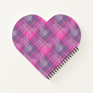 Custom preppy pink purple horse tartan heart notebook