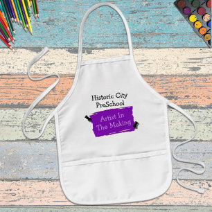 Custom Preschool Fun Purple Scrap Paper Art Kids Apron