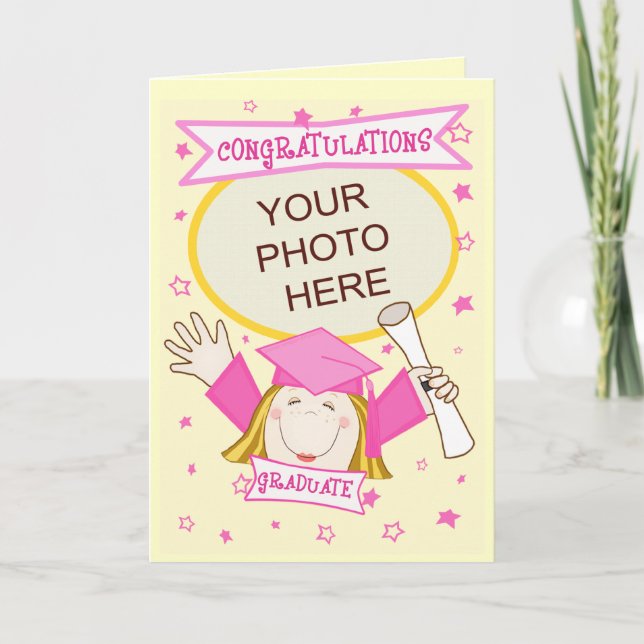 Custom Preschool / Kindergarten Girl Graduation Card (Front)