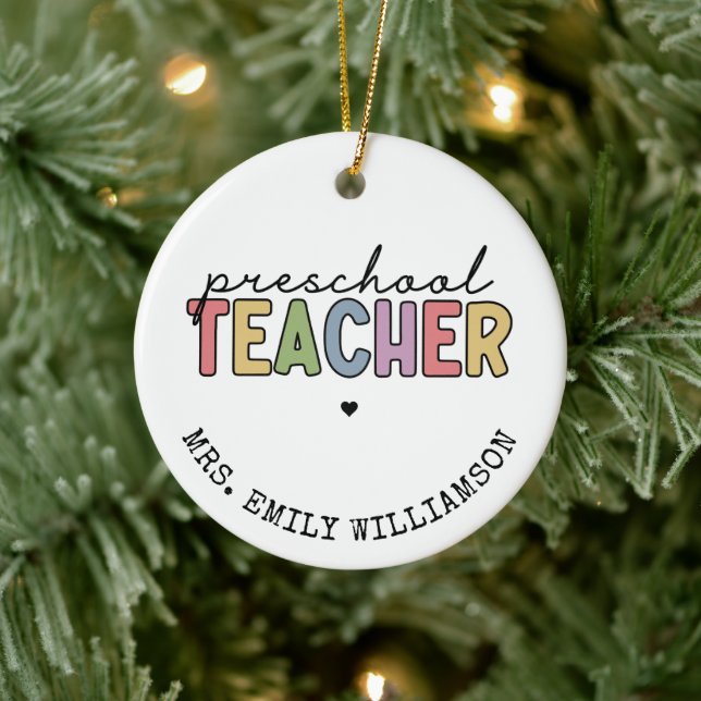 Custom Preschool Teacher Personalised Gifts Ceramic Ornament (Tree)