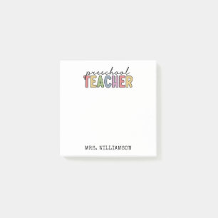 Custom Preschool Teacher Personalised Post-it Notes