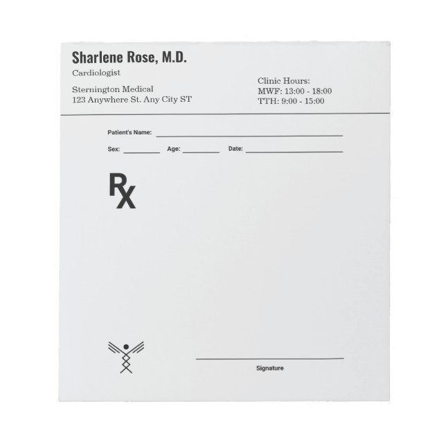 Custom Prescription Notepad – Editable Doctor RX  (Front)